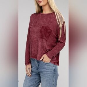Zenana Outfitters Maroon Long Sleeve Top
